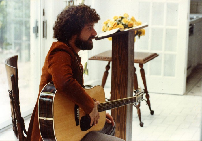 Leading Worship at DeGraff Wedding before the ceremony. June 13, 1982
Jimmy and Carol Owens House.  Lindale, Texas.